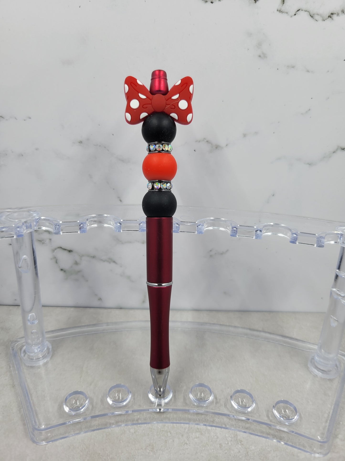 Polka Dot Bow Beaded Pen
