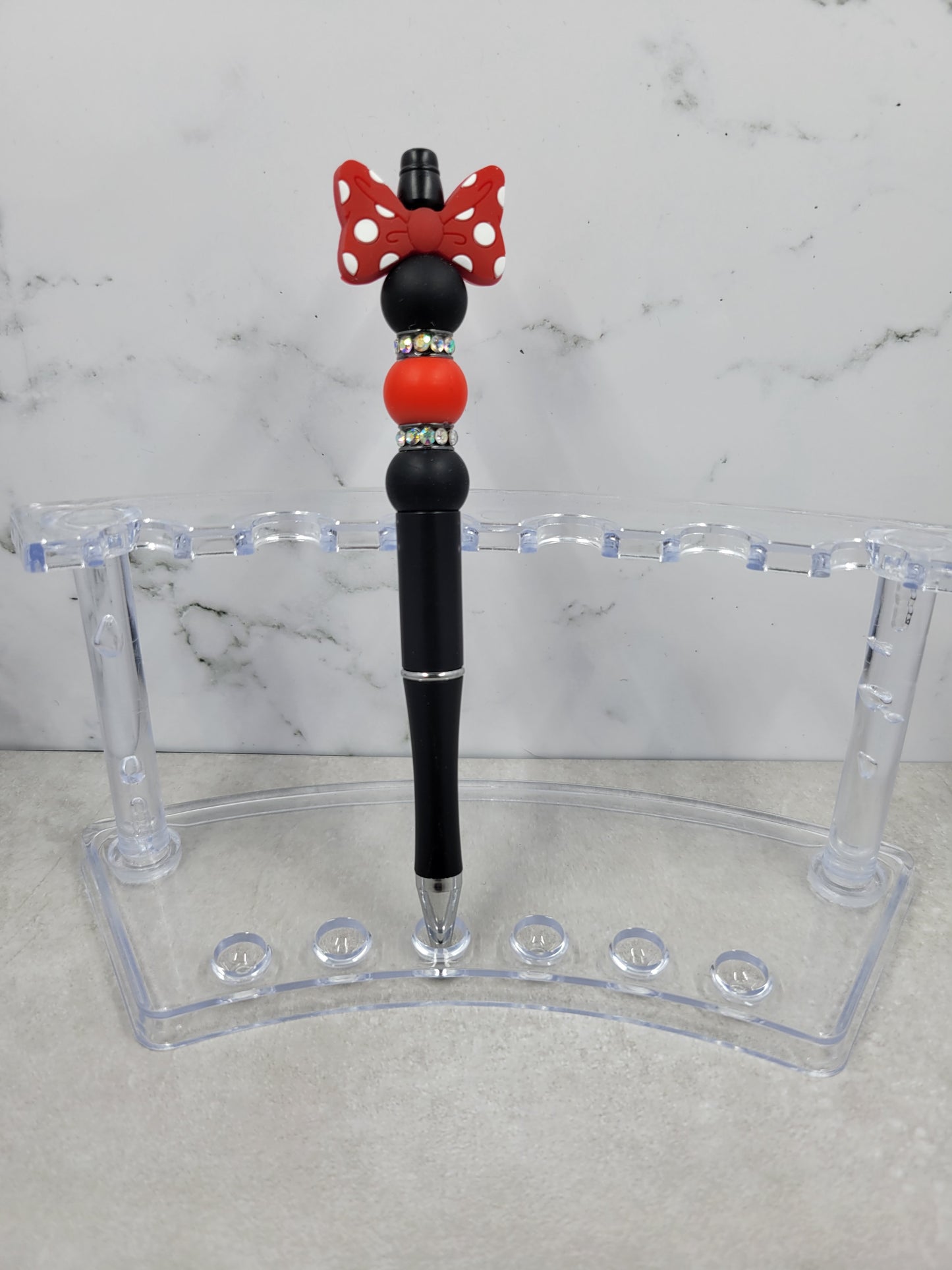 Polka Dot Bow Beaded Pen