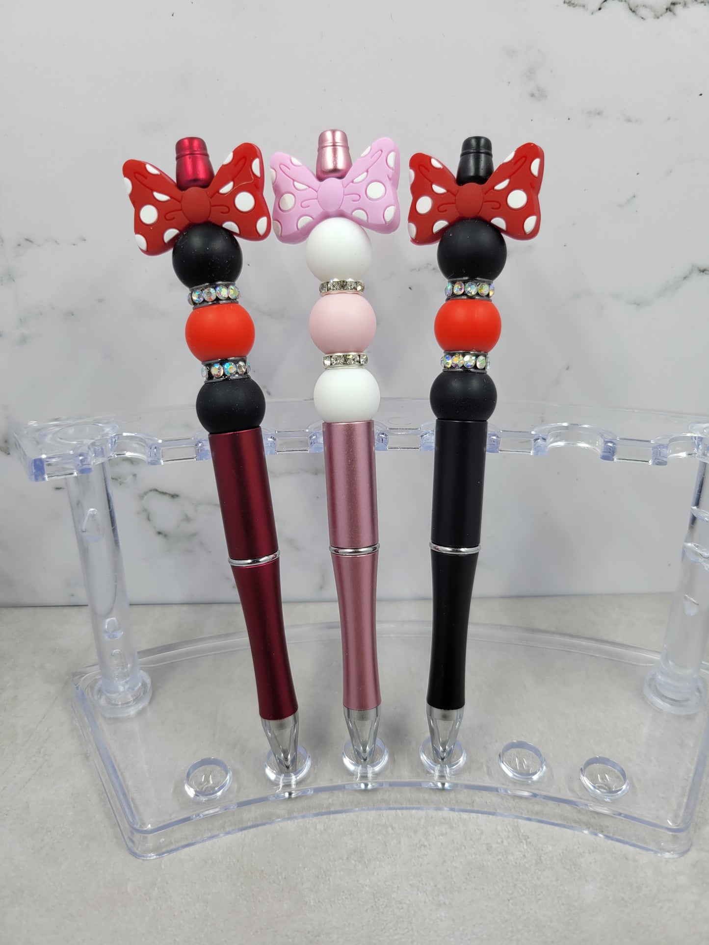 Polka Dot Bow Beaded Pen