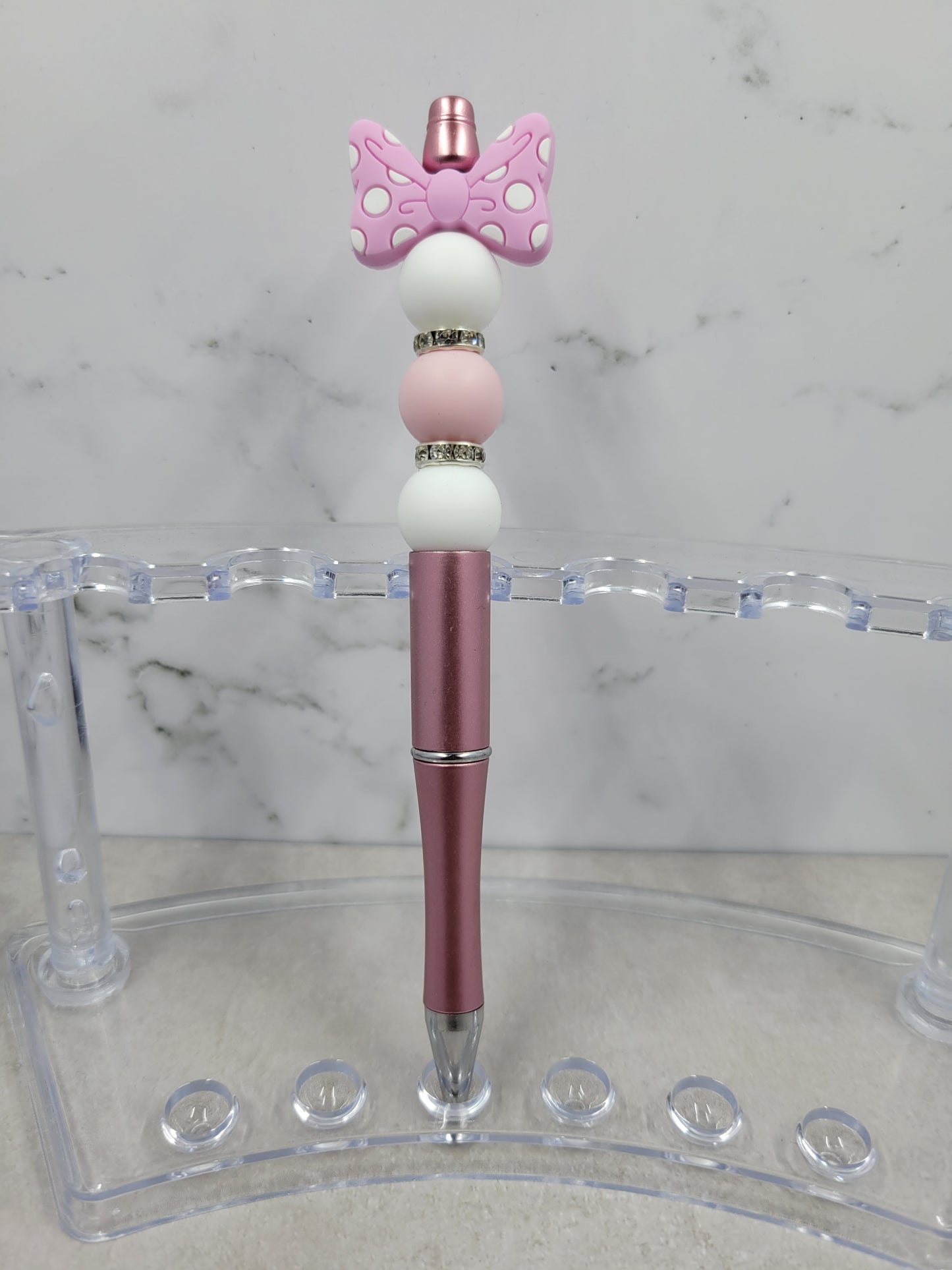 Polka Dot Bow Beaded Pen