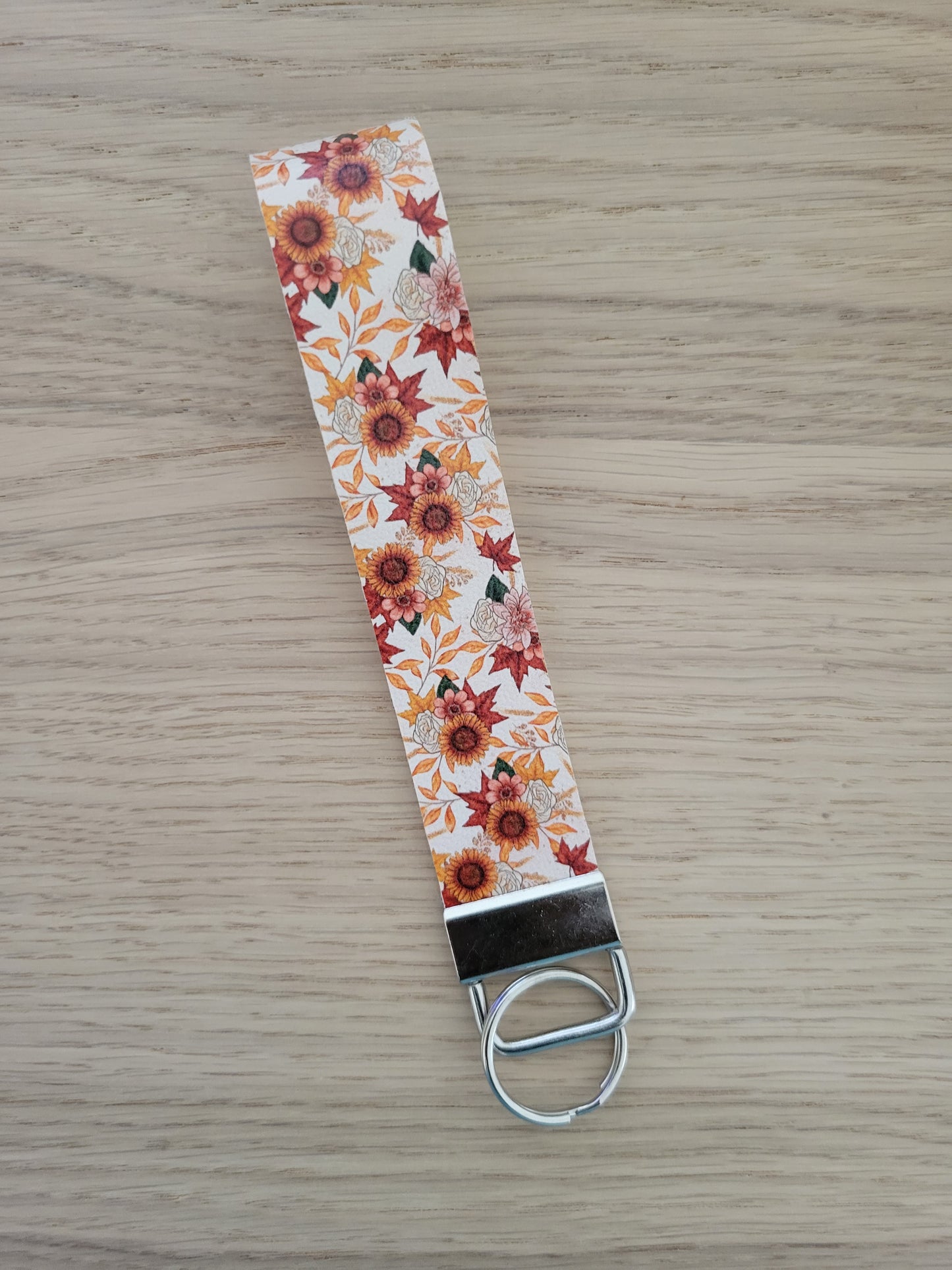 Fall Harvest Flowers Key Fob Wristlet