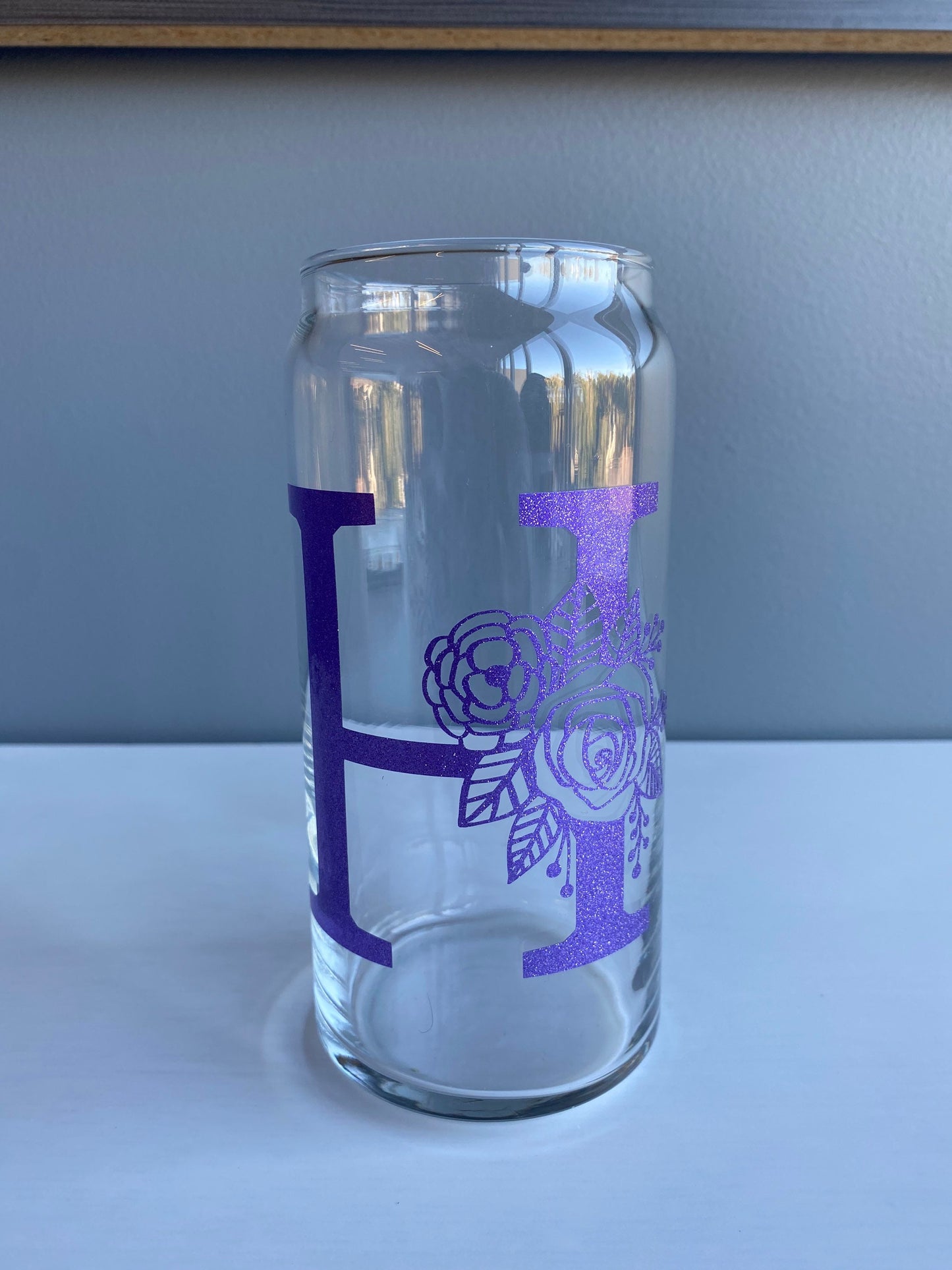 Rose Monogram Can Glass