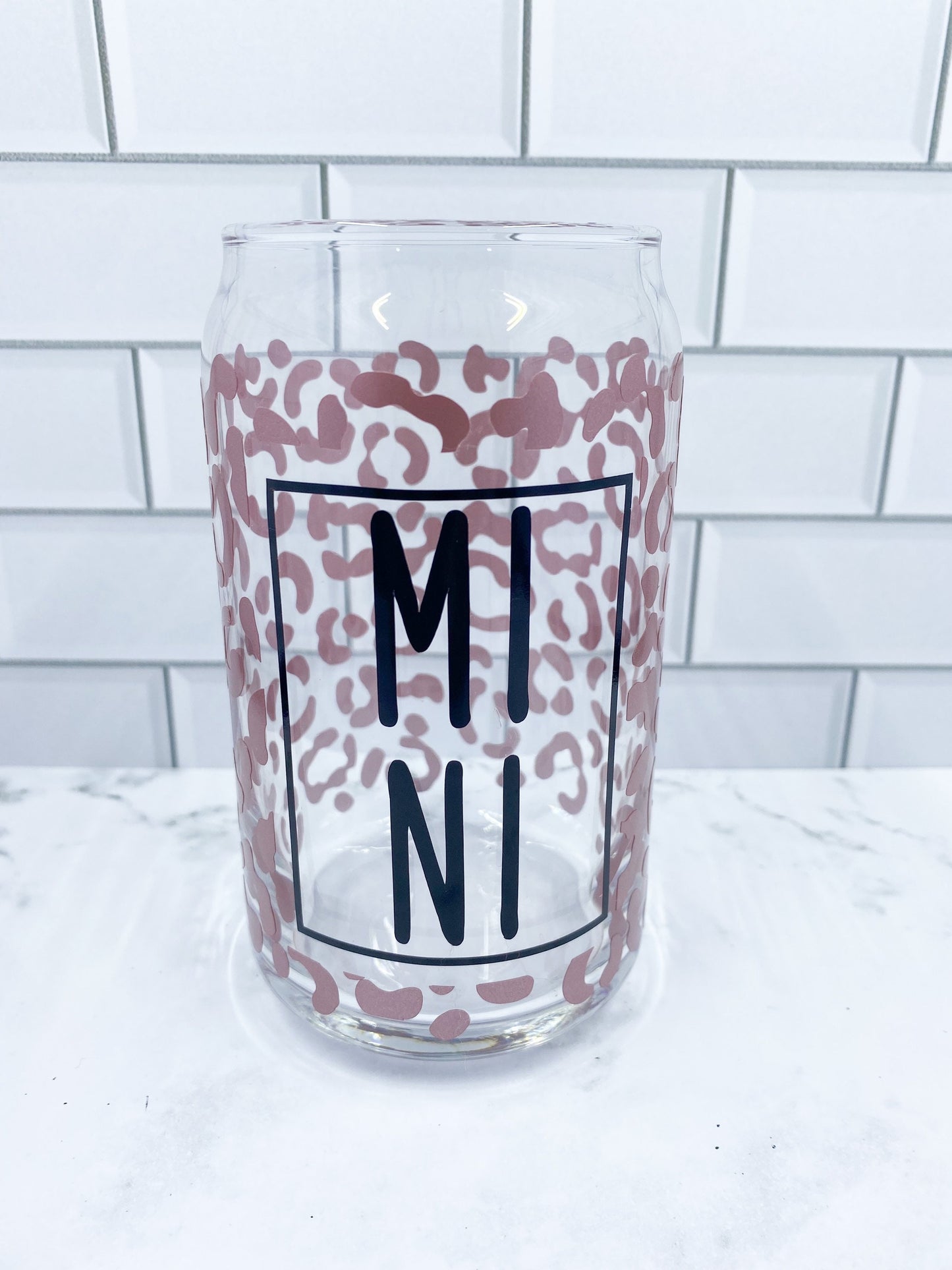Mama and Mini Leopard Print Can Glass