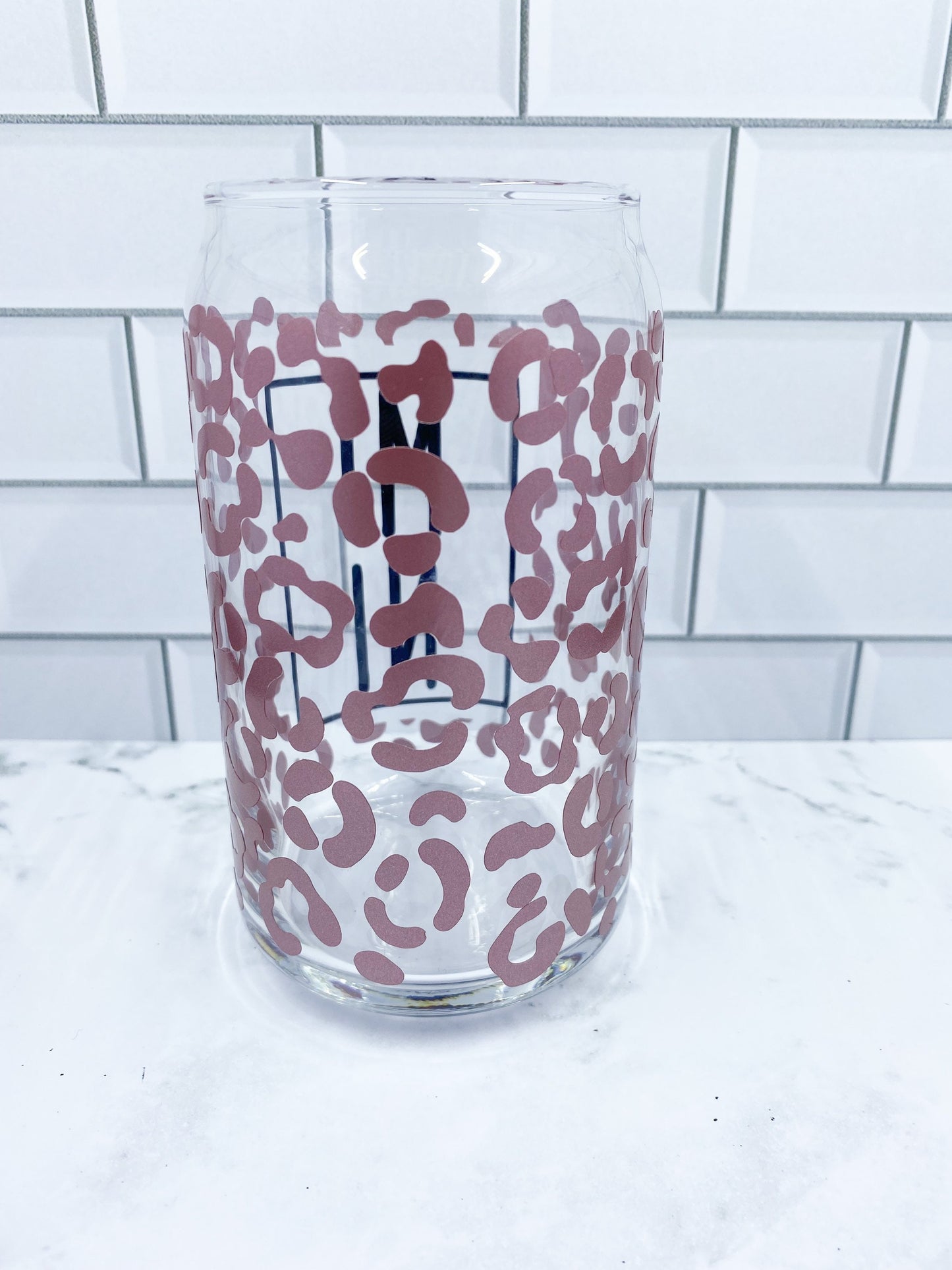 Mama and Mini Leopard Print Can Glass