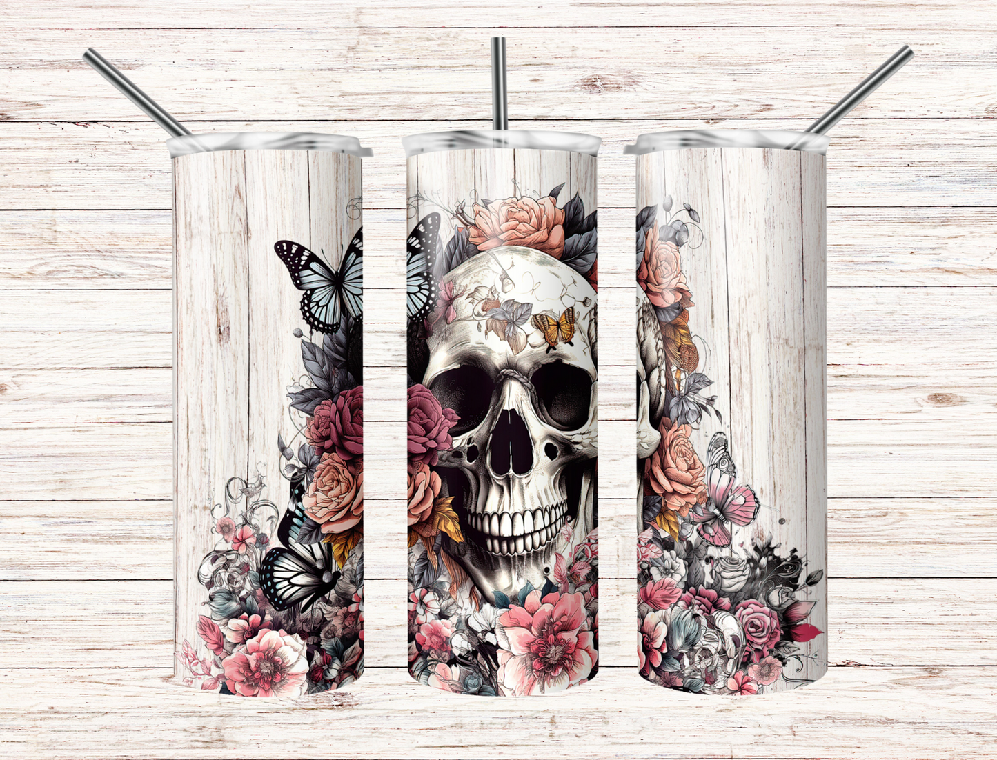 Floral Skull Tumbler