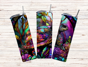 Stained Glass Turtle Tumbler
