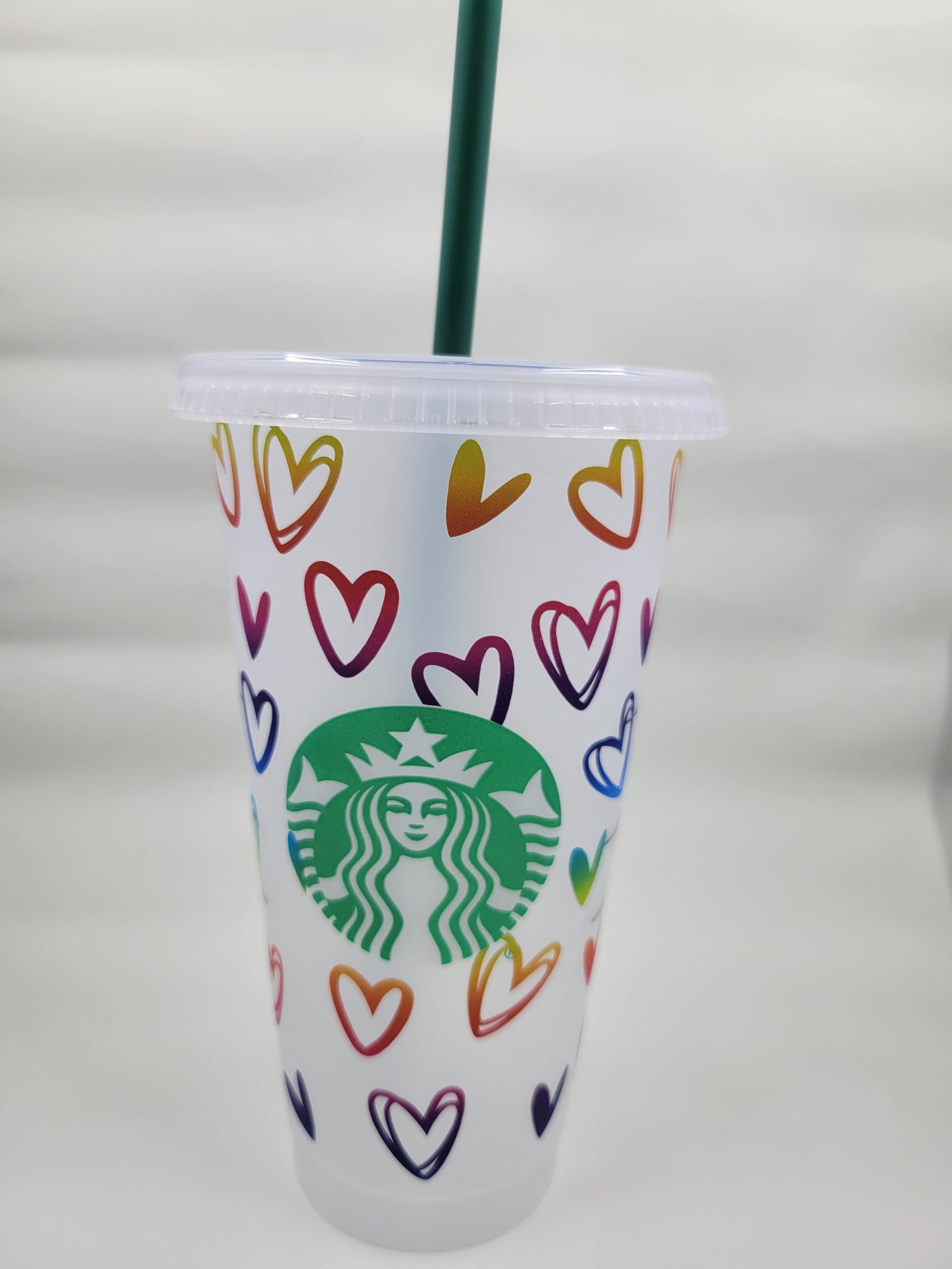 Rainbow Hearts Reusable Tumbler