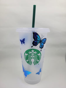 Holographic Chrome Butterfly Reusable Tumbler