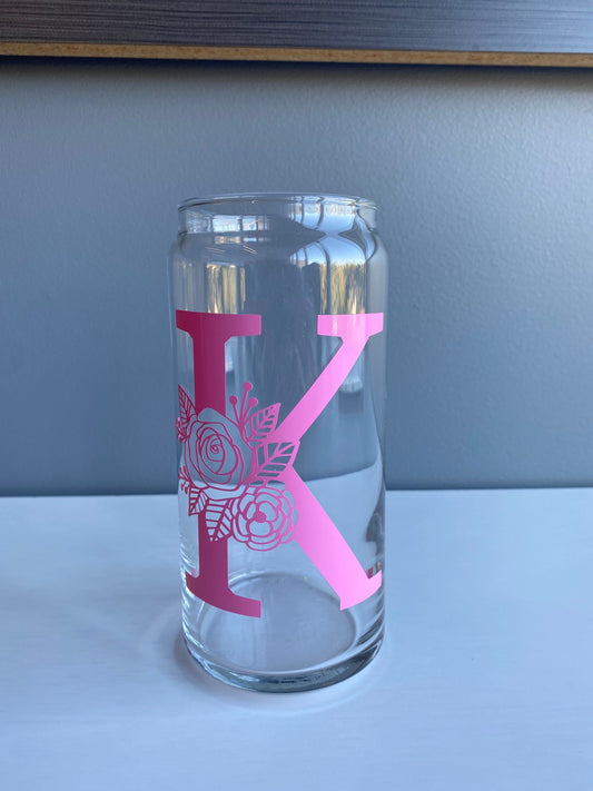 Rose Monogram Can Glass