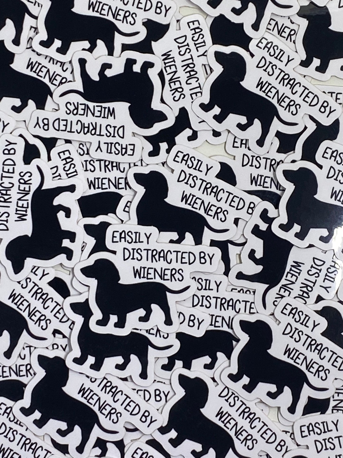 Easily Distracted By Wieners Vinyl Sticker