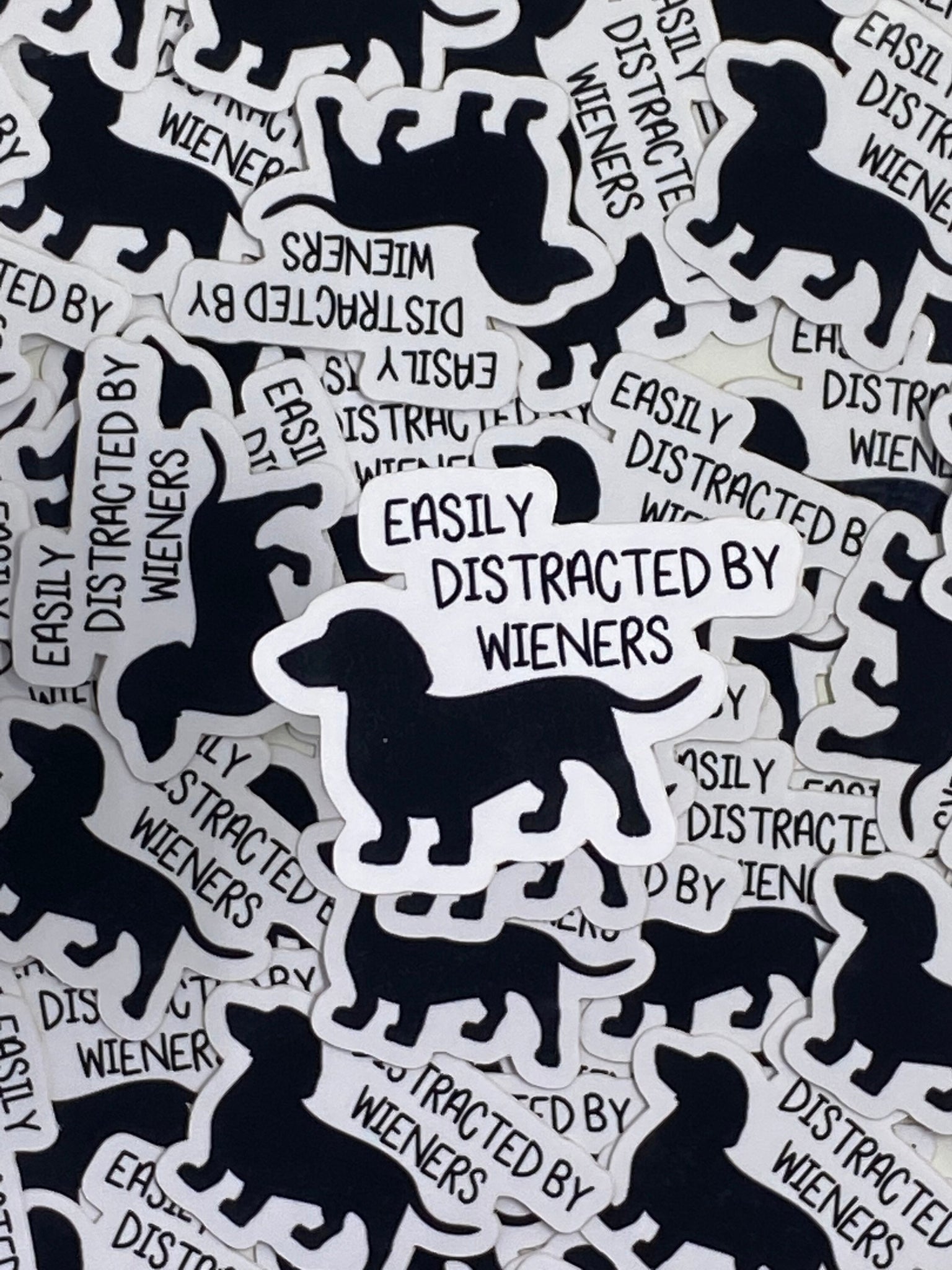 Easily Distracted By Wieners Vinyl Sticker
